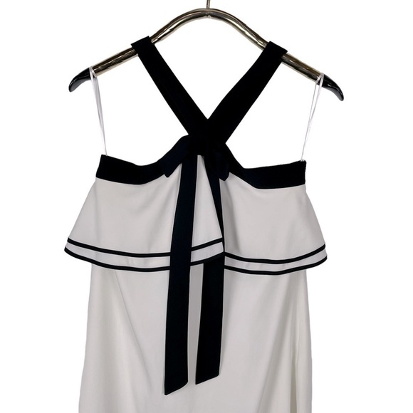 CECE CHARLOTTE WHITE BLACK RUFFLE BUST BOW LOLITA COCKTAIL MINI DRESS - Picture 4 of 13